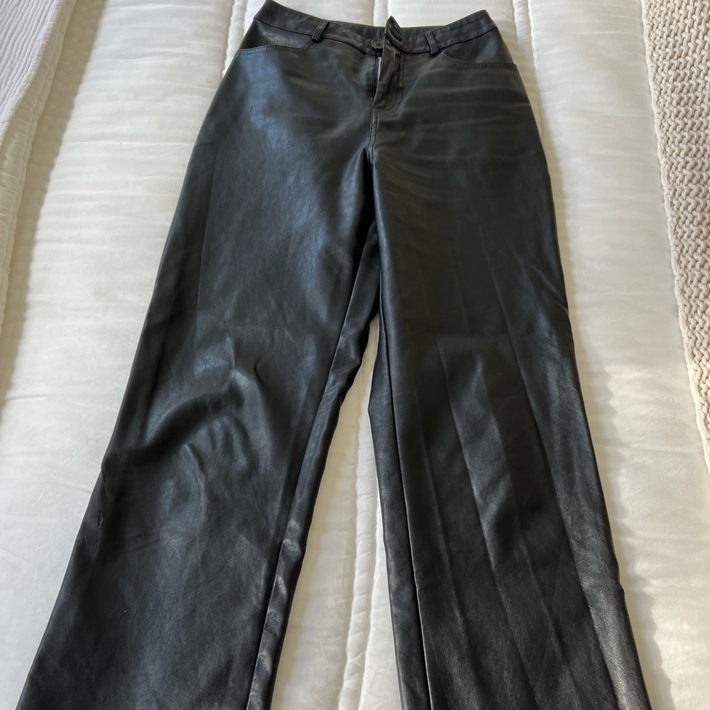 Leather flare pants